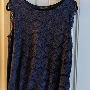 New York and Company Navy Blue Lace shirt